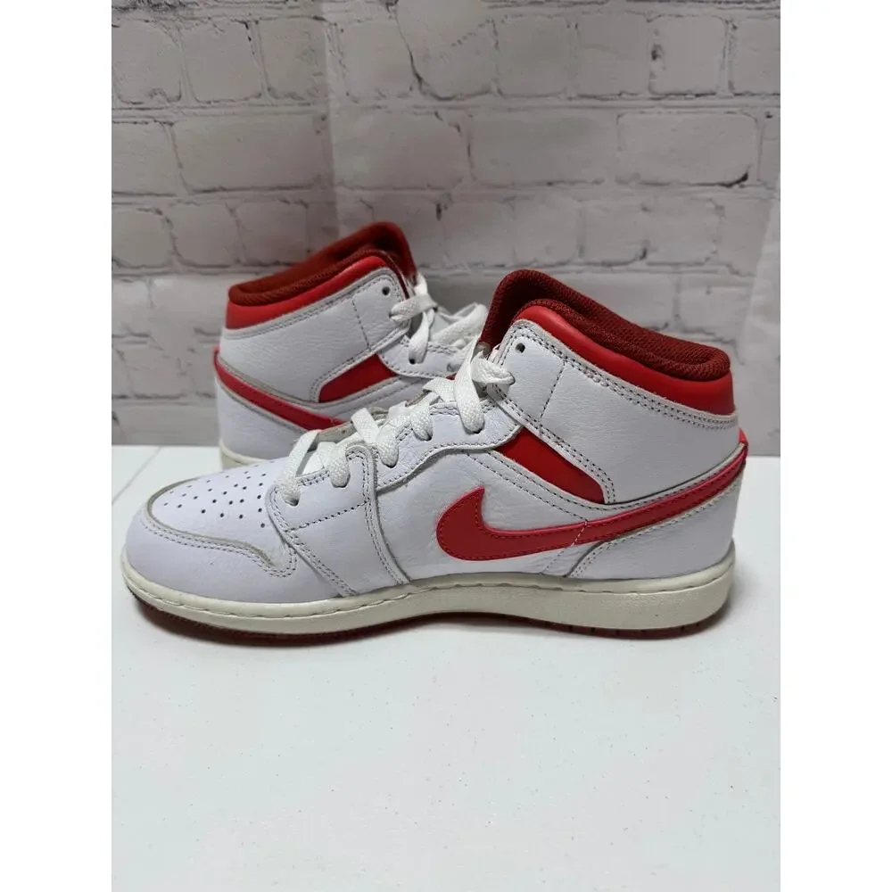 Nike Air Jordan 1 Mid SE GS White Red Sail Youth 6Y NIB